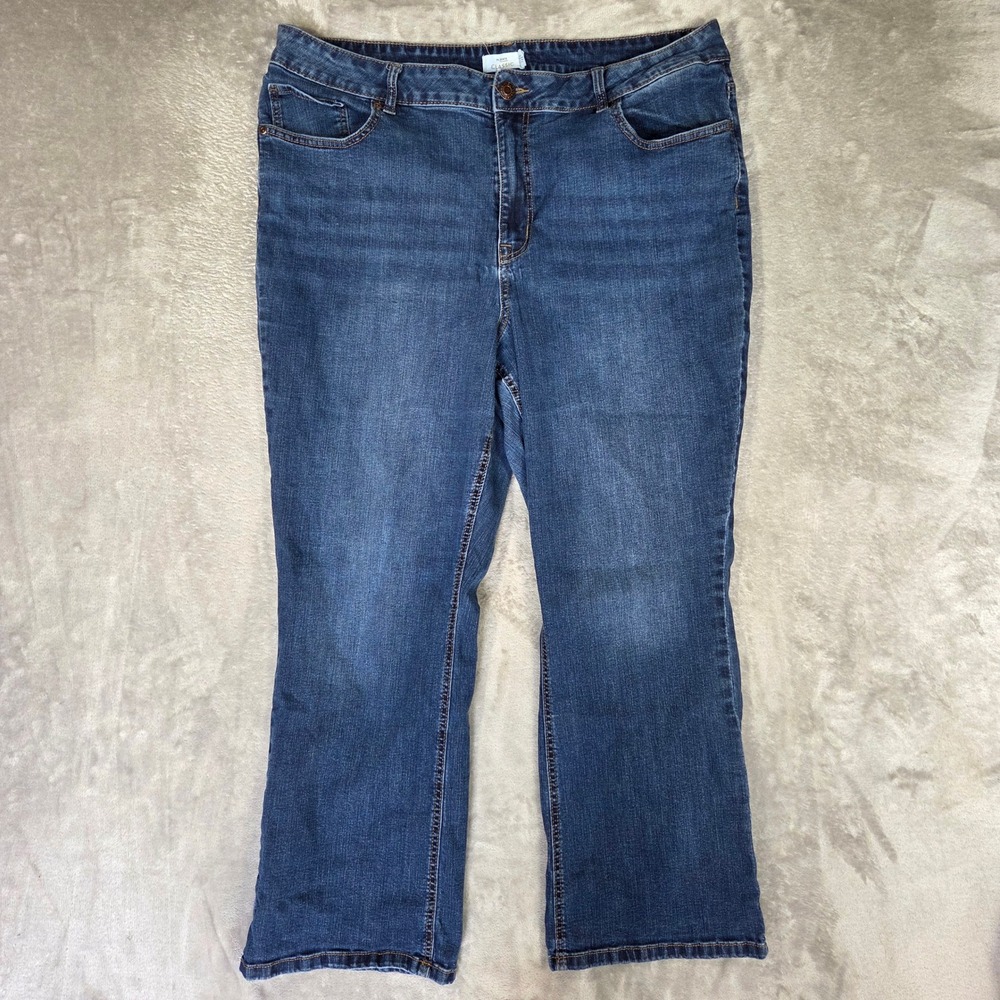 Maurices M Jeans Classic Slim Boot High Rise Medium Wash Blue Denim 22W Short